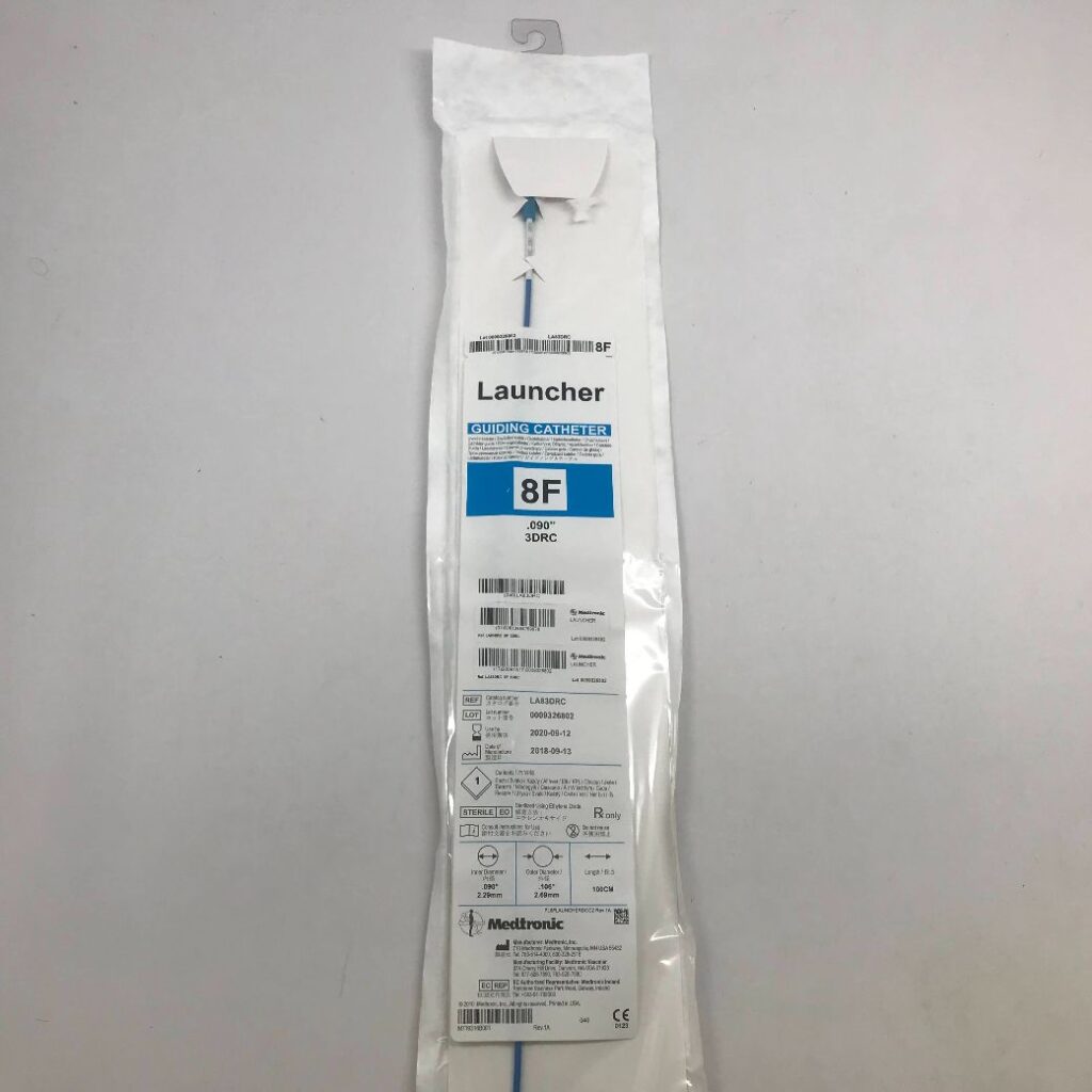 MEDTRONIC LA83DRC Launcher Guiding Catheter, 8F, .090″, 3DRC, 100cm (X