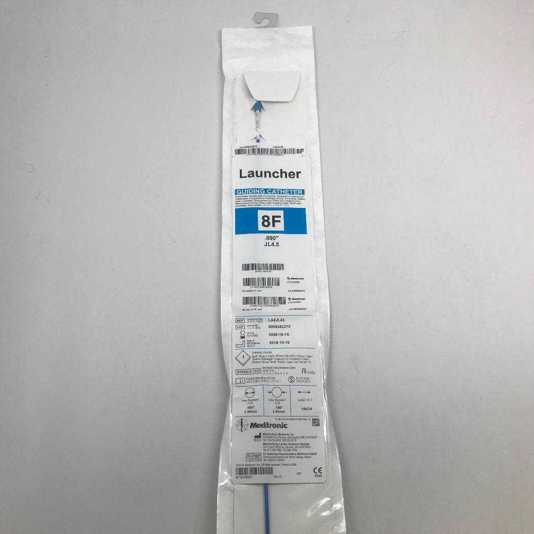 MEDTRONIC LA8JL45 Launcher Guiding Catheter, 8F, .090″, JL4.5, 100cm (X