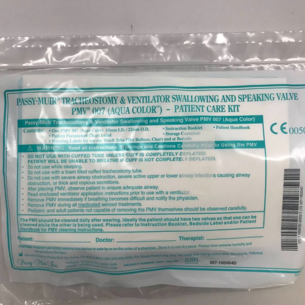 PASSYMUIR PMV 007 Tracheostomy And Ventilator Swallowing And Speaking