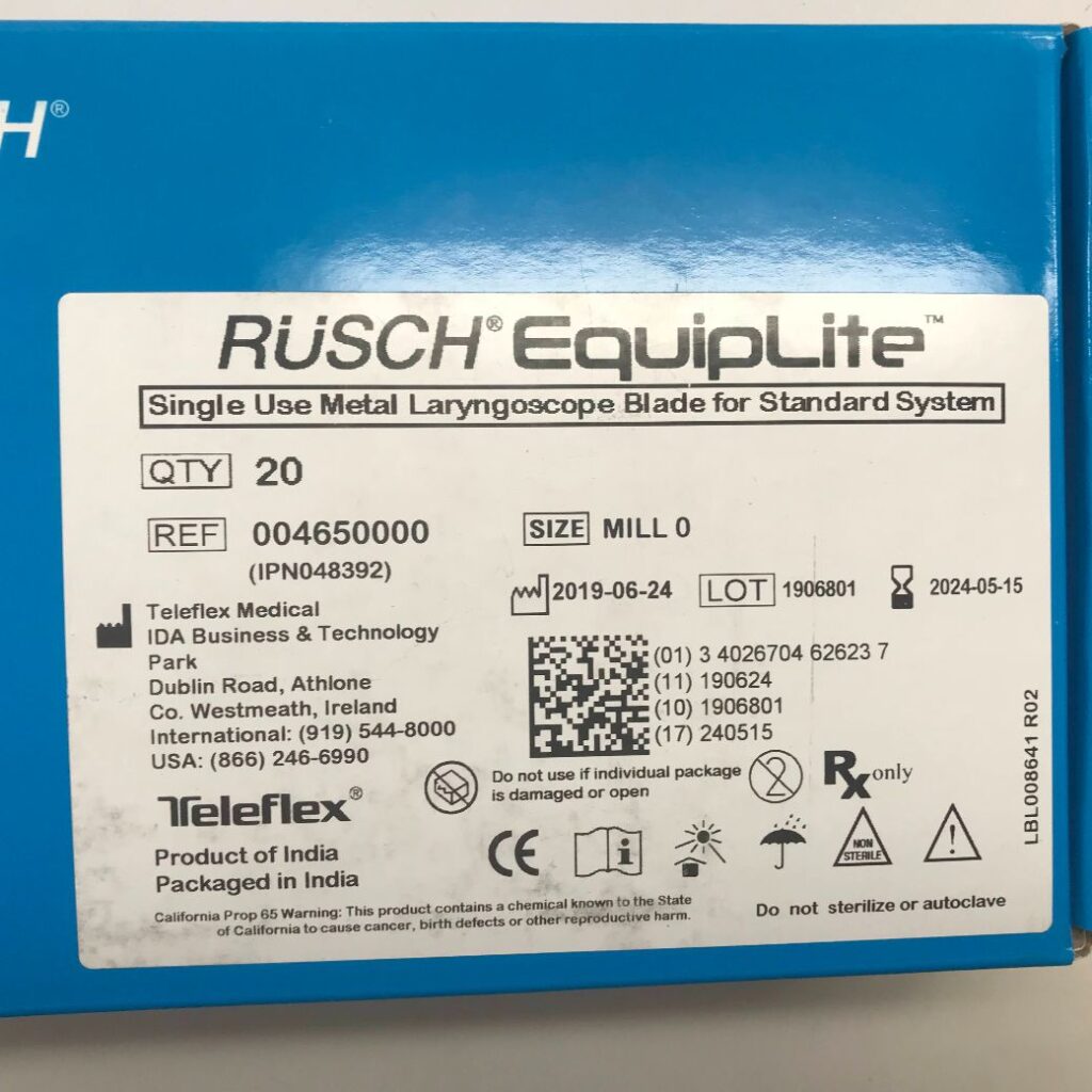 TELEFLEX 004650000 Rusch EquipLite Single Use Metal Laryngoscope Blade
