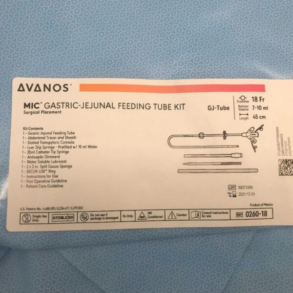 AVANOS 026018 MIC GastricJejunal Feeding Tube Kit, Surgical Placement
