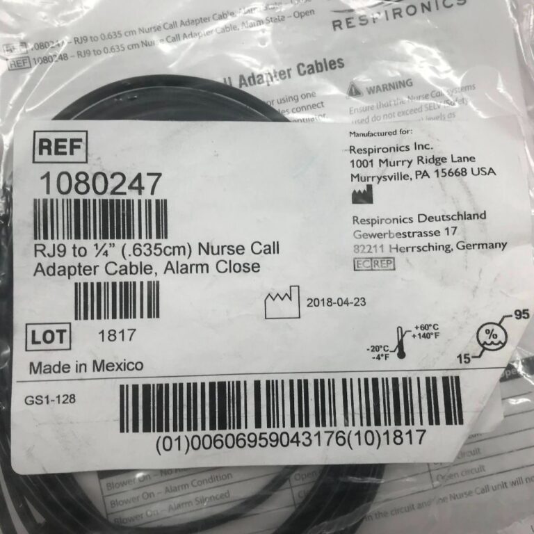 RESPIRONICS 1080247 RJ9 to 1/4″Nurse Call Adapter Cable, Alarm Close GB TECH USA RESPIRONICS 1080247 RJ9 to 1/4″Nurse Call Adapter Cable, Alarm Close GB TECH USA