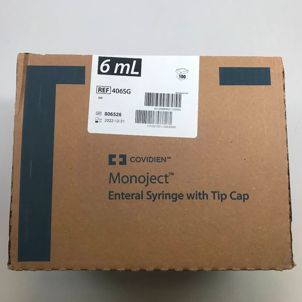 COVIDIEN 406SG Monoject Enteral Syringe With Tip Cap, 6mL (100/Box