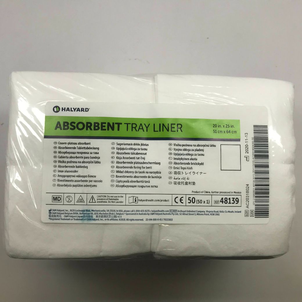 HALYARD 48139 Absorbent Tray Liner, 20in x 25in GB TECH USA