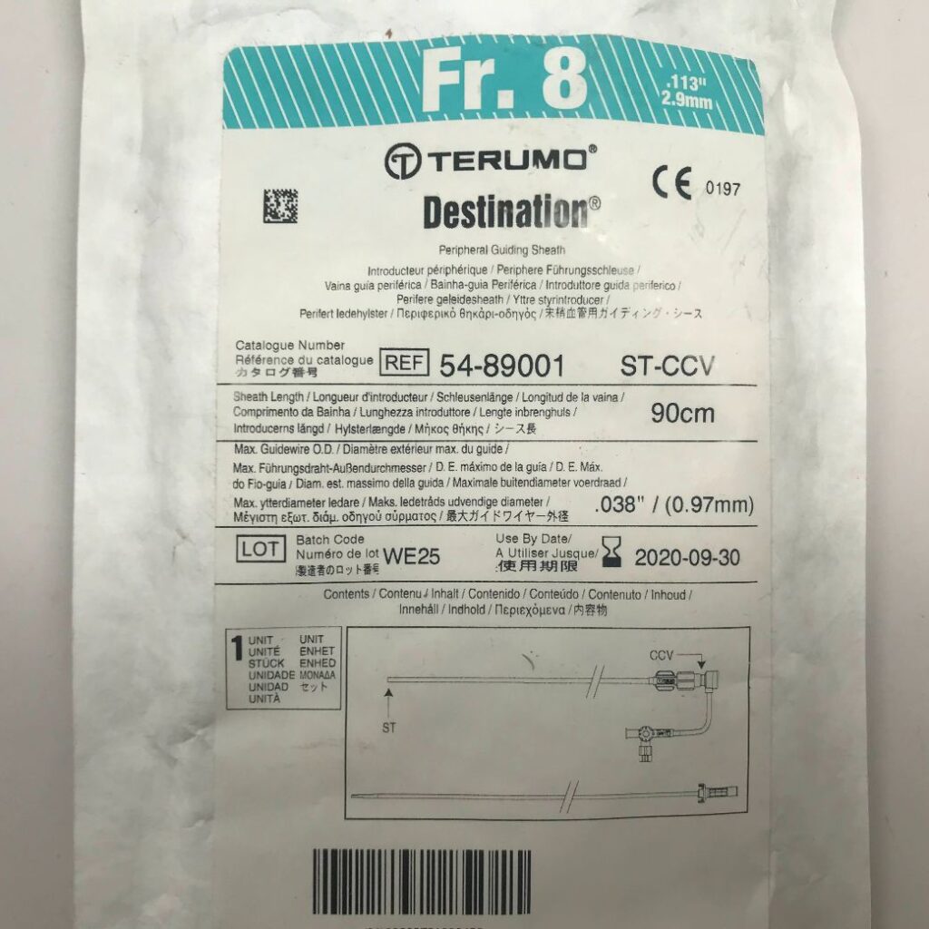 TERUMO 5489001 Destination Peripheral Guiding Sheath, 8Fr, 90cm, .038