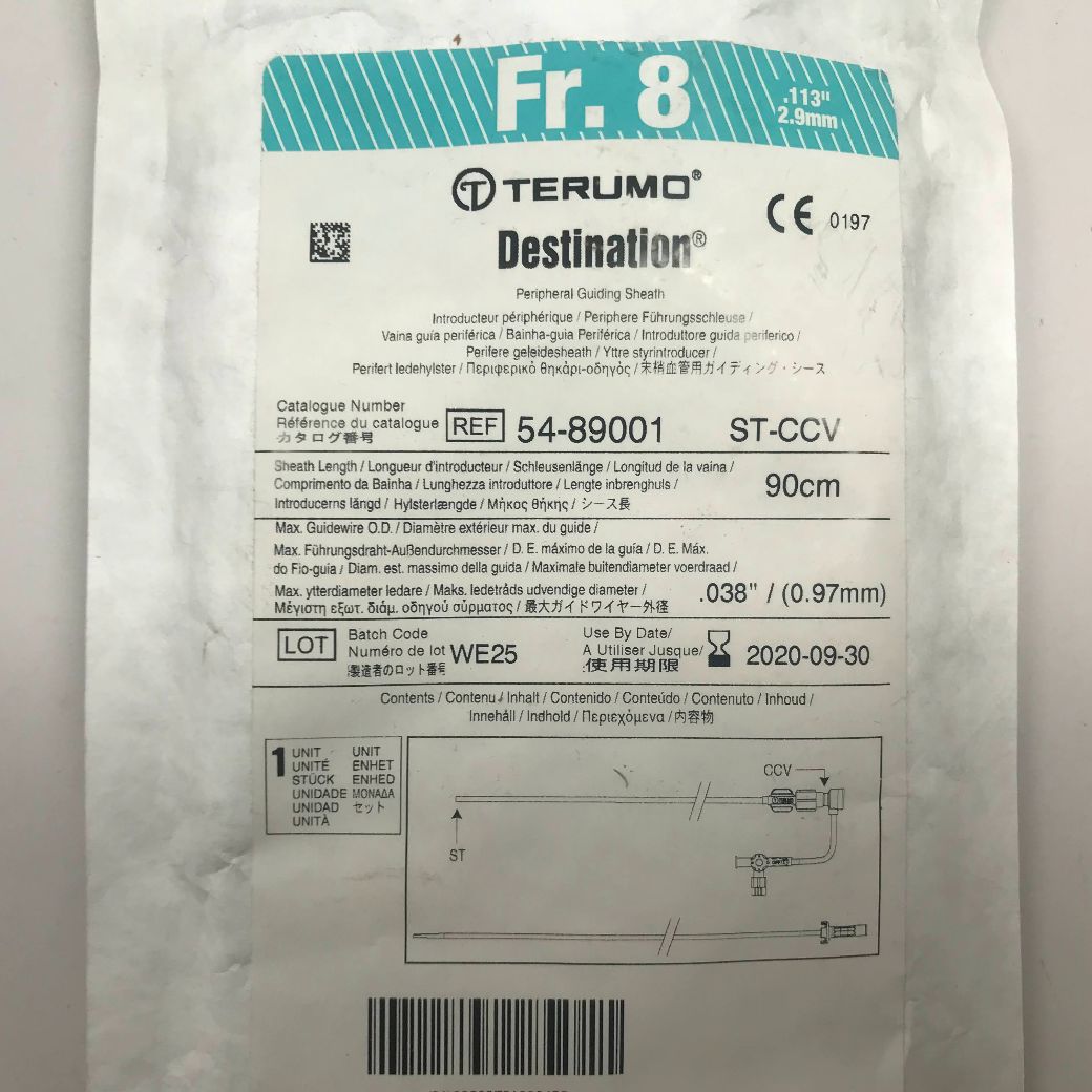TERUMO 5489001 Destination Peripheral Guiding Sheath, 8Fr, 90cm, .038