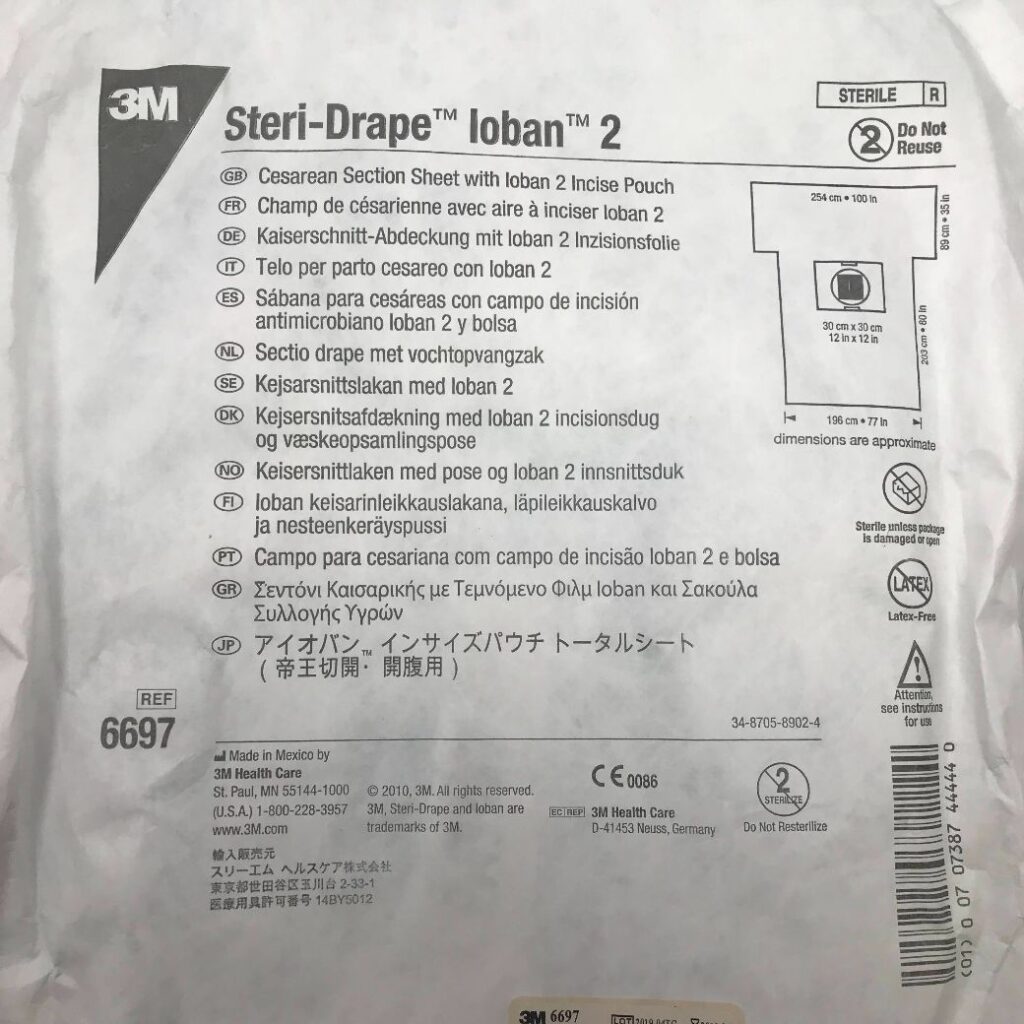 3M 6697 Steri-Drape Loban 2 Cesarean Section Sheet w/Incise Pouch 254cm ...