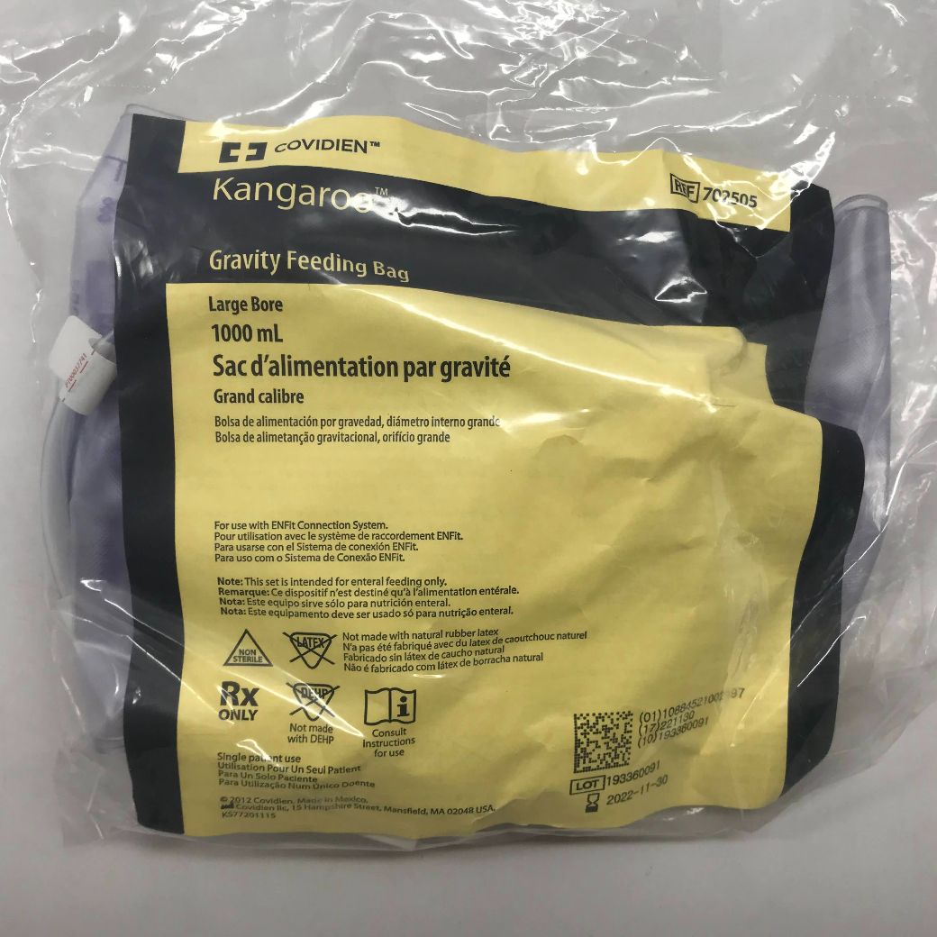 COVIDIEN 702505 Kangaroo Gravity Feeding Bag, Large Bore, 1000mL GB