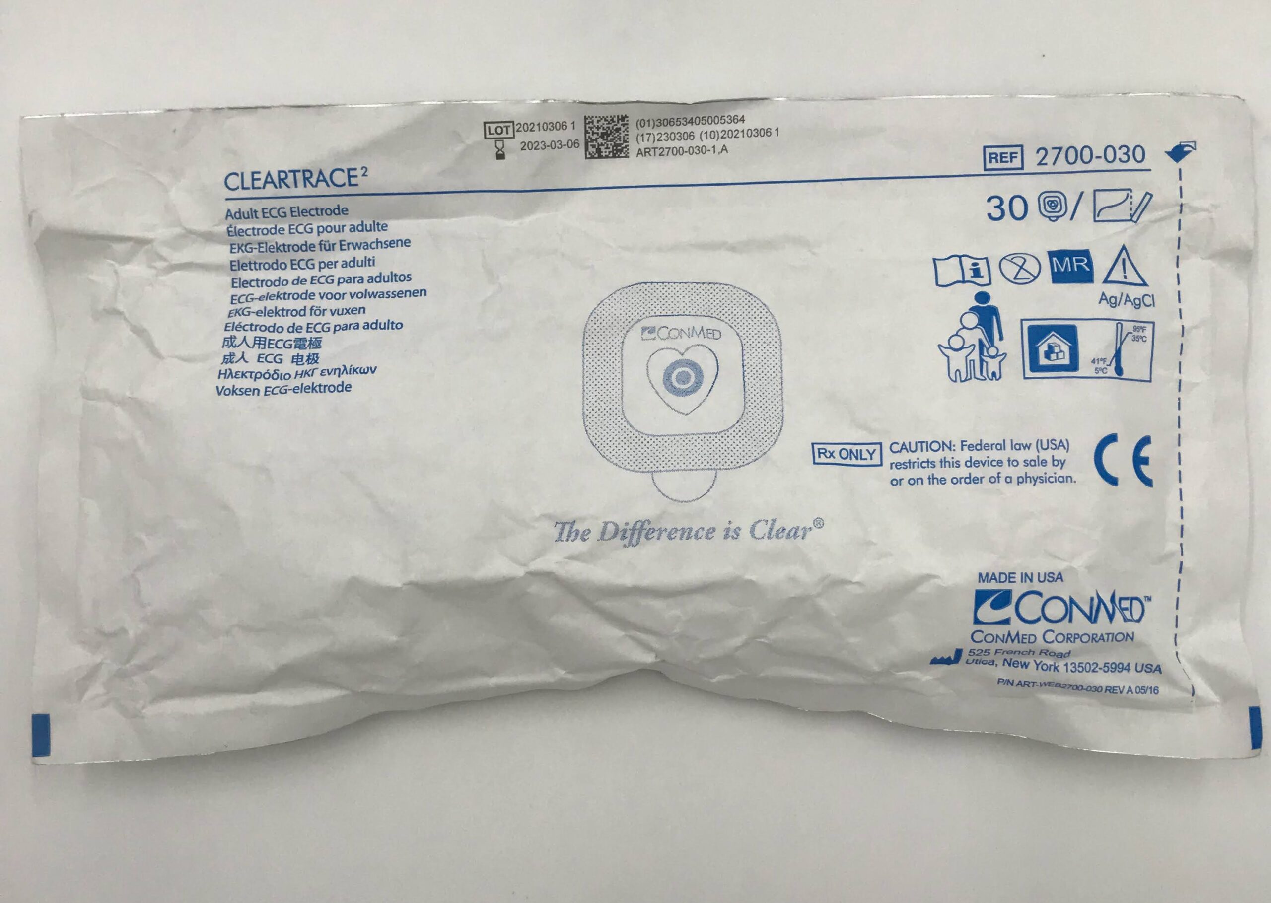 CONMED 2700030 Cleartrace Adult ECG Electrode (30/Pack) GB TECH USA