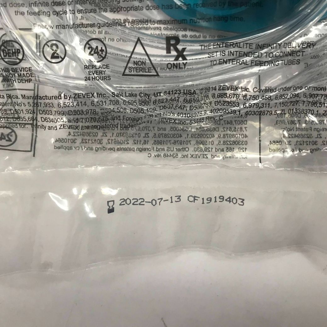 ZEVEX INF0500A EnteraLite Infinity 500mL Enteral Pump Delivery Set