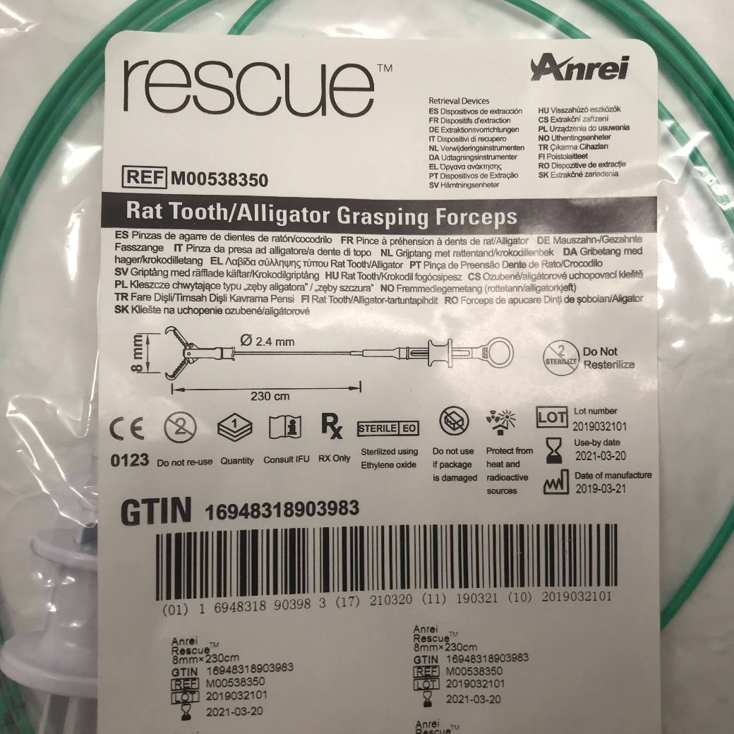 ANREI M00538350 Rescue Rat Tooth/Alligator Grasping Forceps, 2.4mm, 8mm