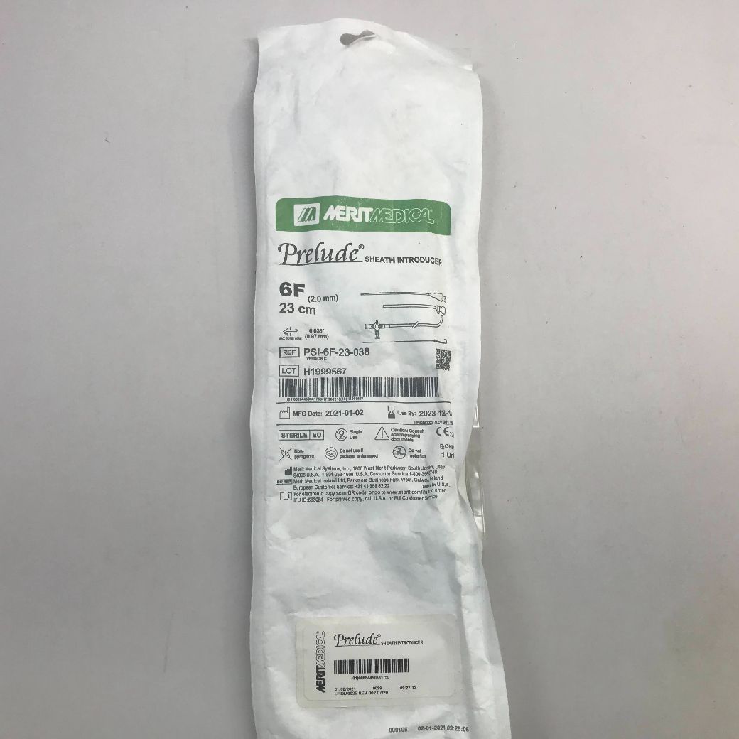 MERIT MEDICAL PSI6F23038 Prelude Sheath Introducer, 6F, 23cm GB