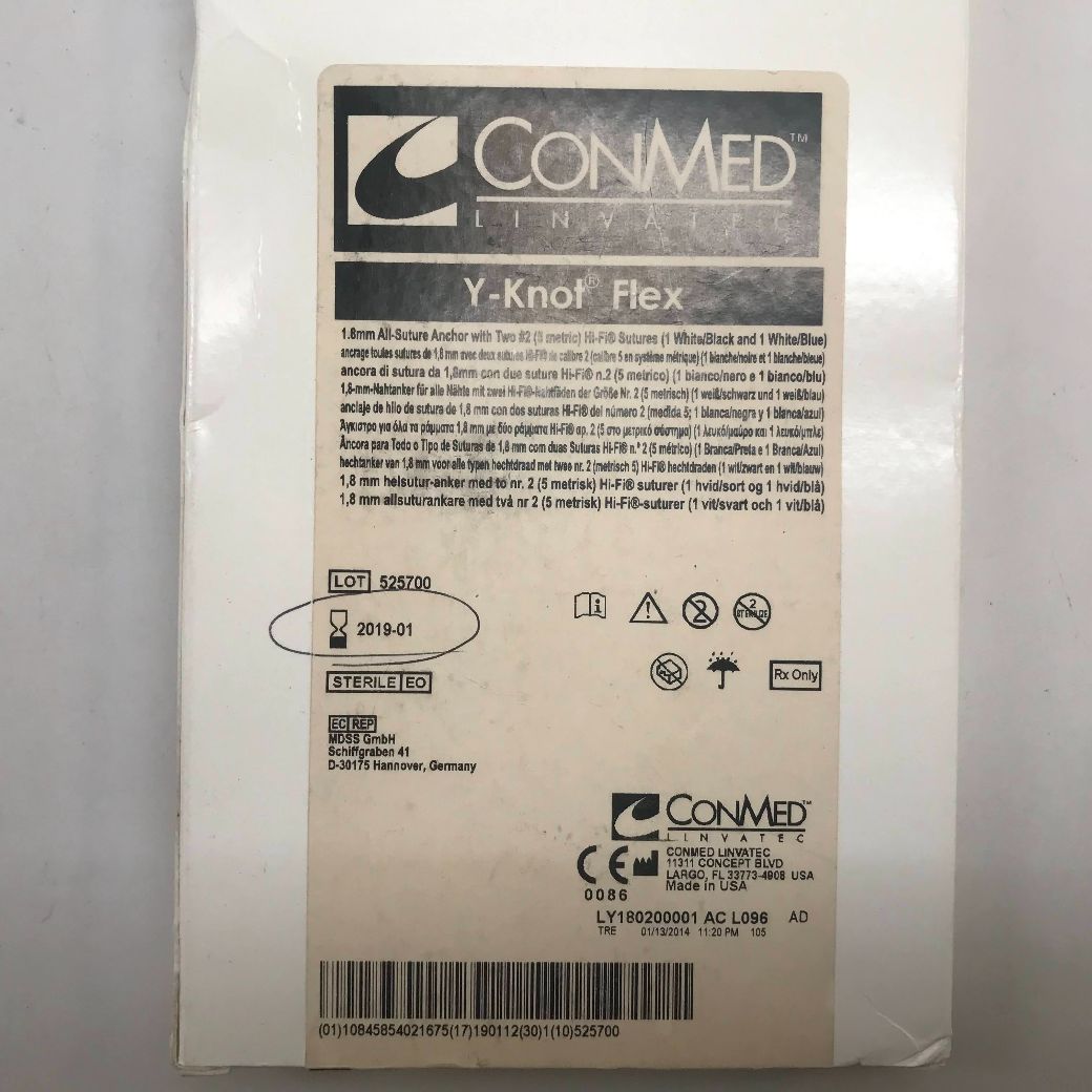 CONMED Y1802 YKnot Flex, 1.8mm AllSuture Anchor With Two 2 HiFi