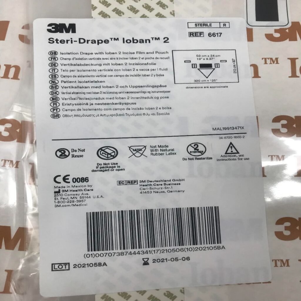 3M 6617 SteriDrape Loban2 Isolation Drape with Loban2 Incise Film and Pouch 50cm x 24cm (X