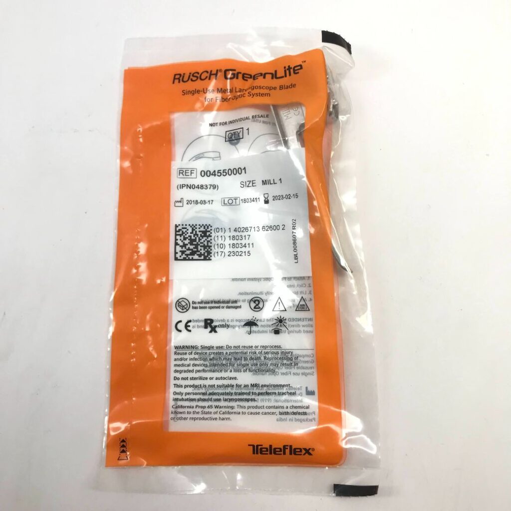 Teleflex 004550001 Rusch GreenLite Single Use Laryngoscope Blade For