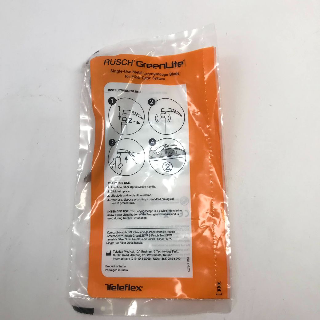 Teleflex 004550001 Rusch GreenLite Single Use Laryngoscope Blade For