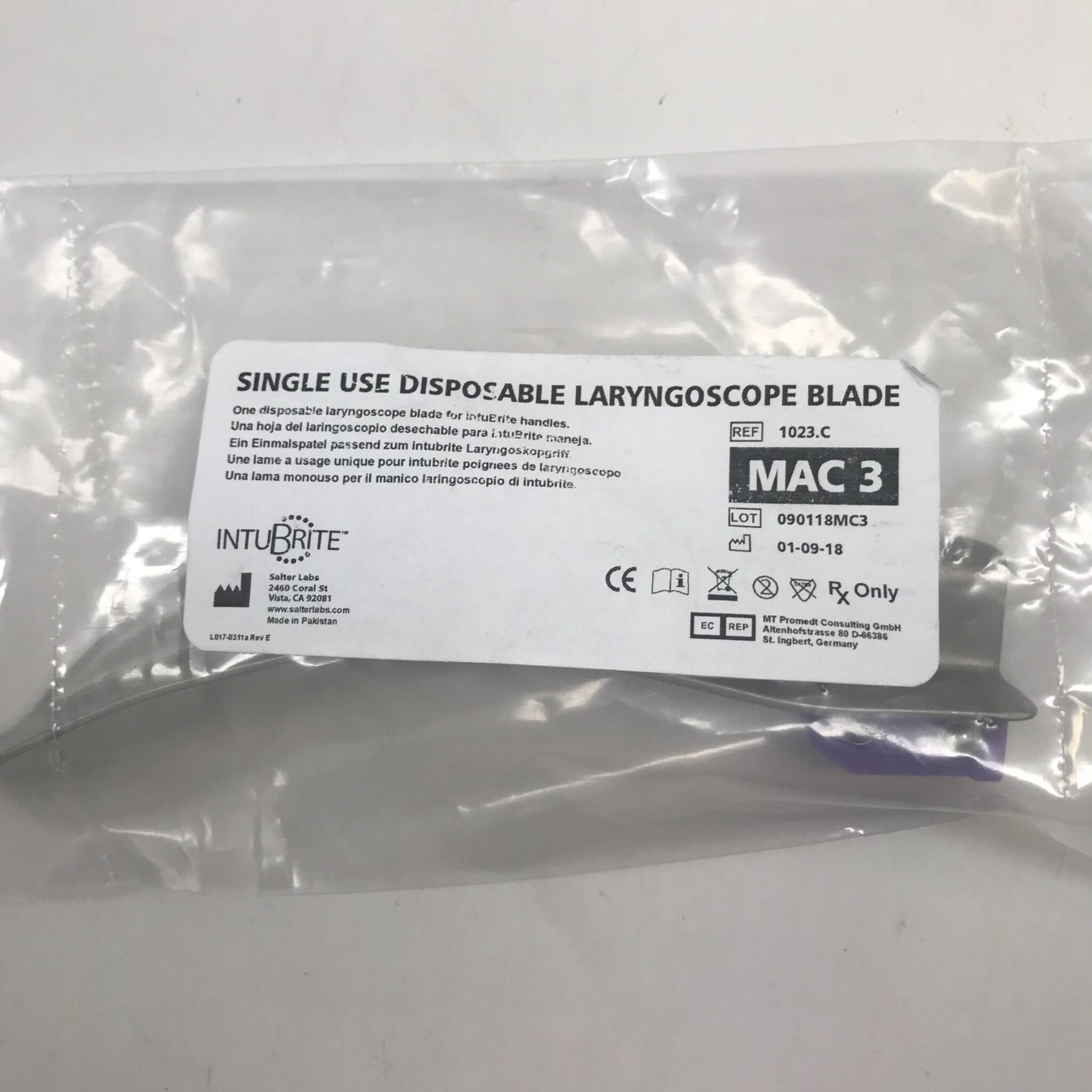 Salter Labs 1023.C IntuBrite Single Use Disposable Laryngoscope Blade GB TECH USA