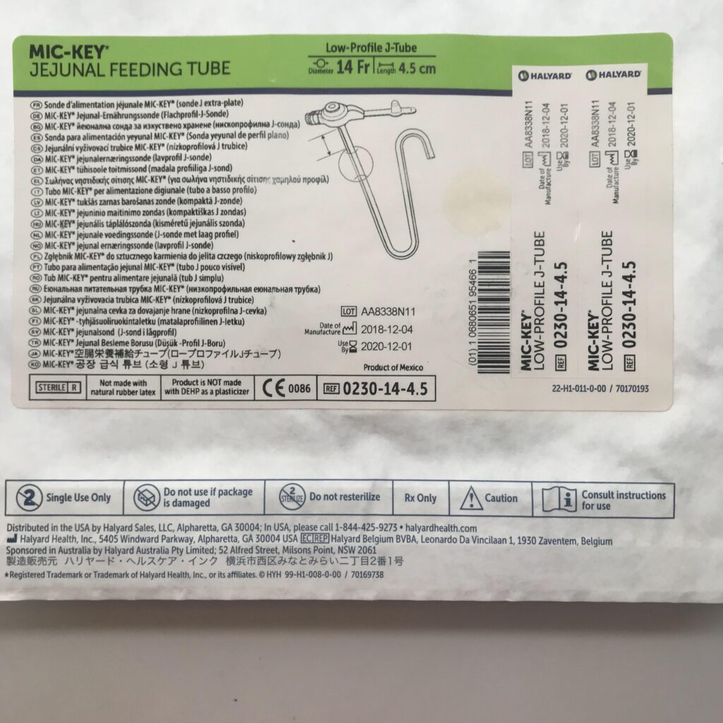 Halyard 0230144.5 MICKEY Jejunal Feeding Tube Low Profile JTube D=14Fr L=4.5cm (x) GB TECH USA