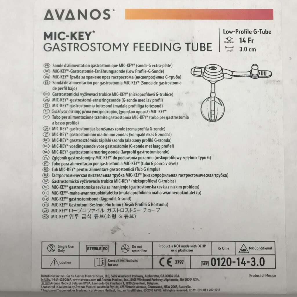 Avanos 0120143.0 MICKEY Gastrostomy Feeding Tube LowProfile GTube