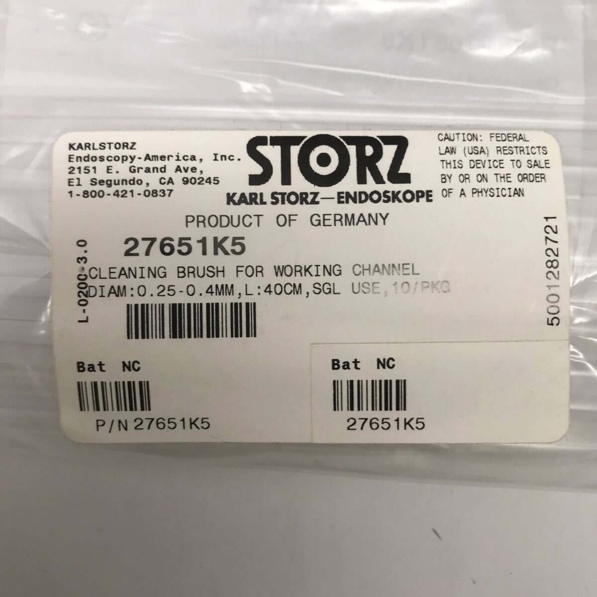 Storz 27651K5 Endoskope Cleaning Brush For Working Channel (10/Pkg ...