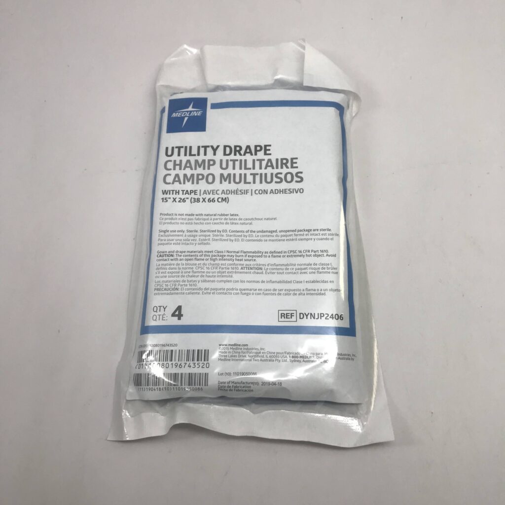Medline DYNJP2406 Utility Drape w/Tape 15″ x 26″ (38 x 66cm) (4/Pack