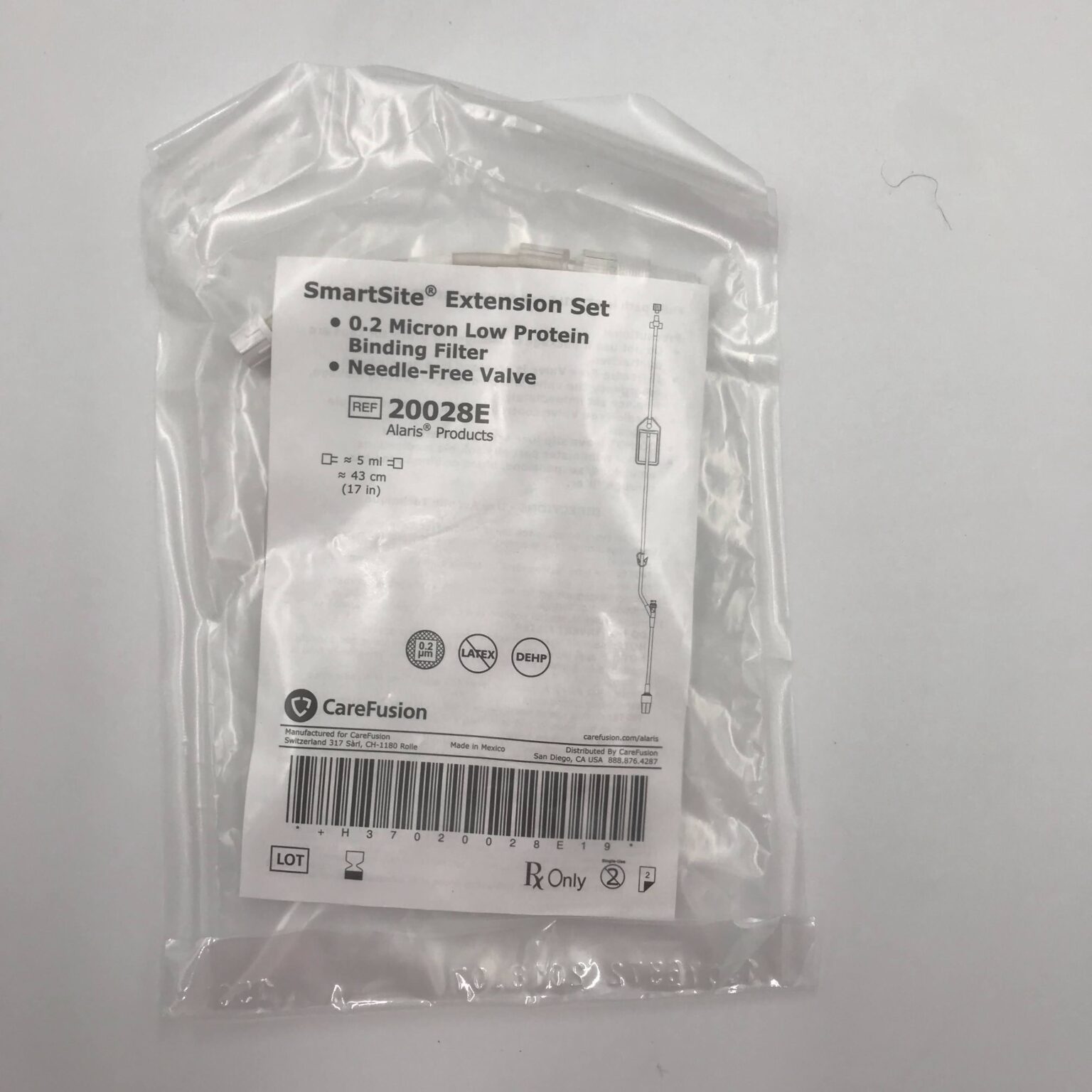 CareFusion 20028E Alaris, SmartSite Extension Set 0.2 Micron Low