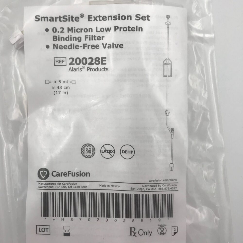 CareFusion 20028E Alaris, SmartSite Extension Set 0.2 Micron Low