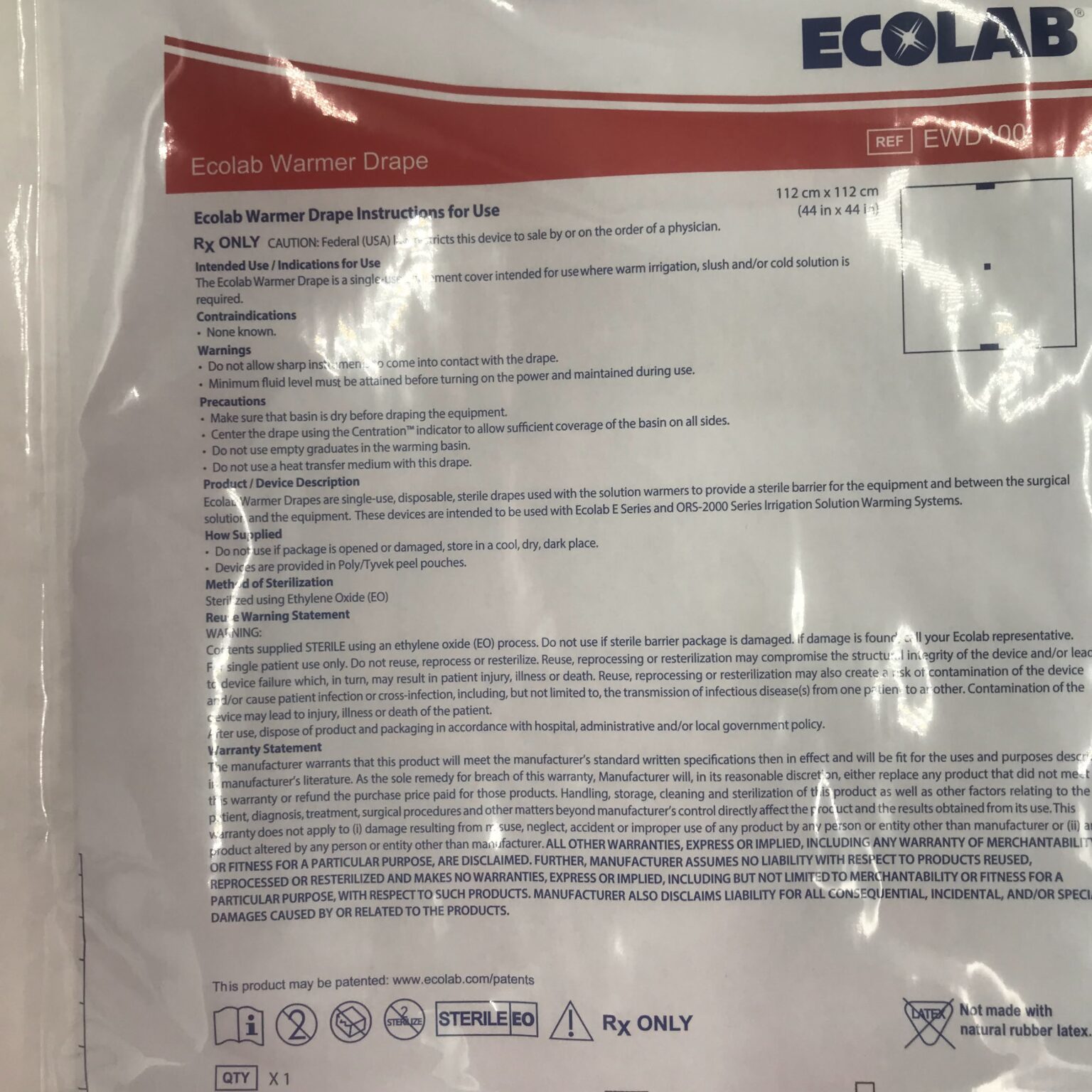 Microtek Medical EWD100 Ecolab Warmer Drape 112cm x 112cm - GB TECH USA