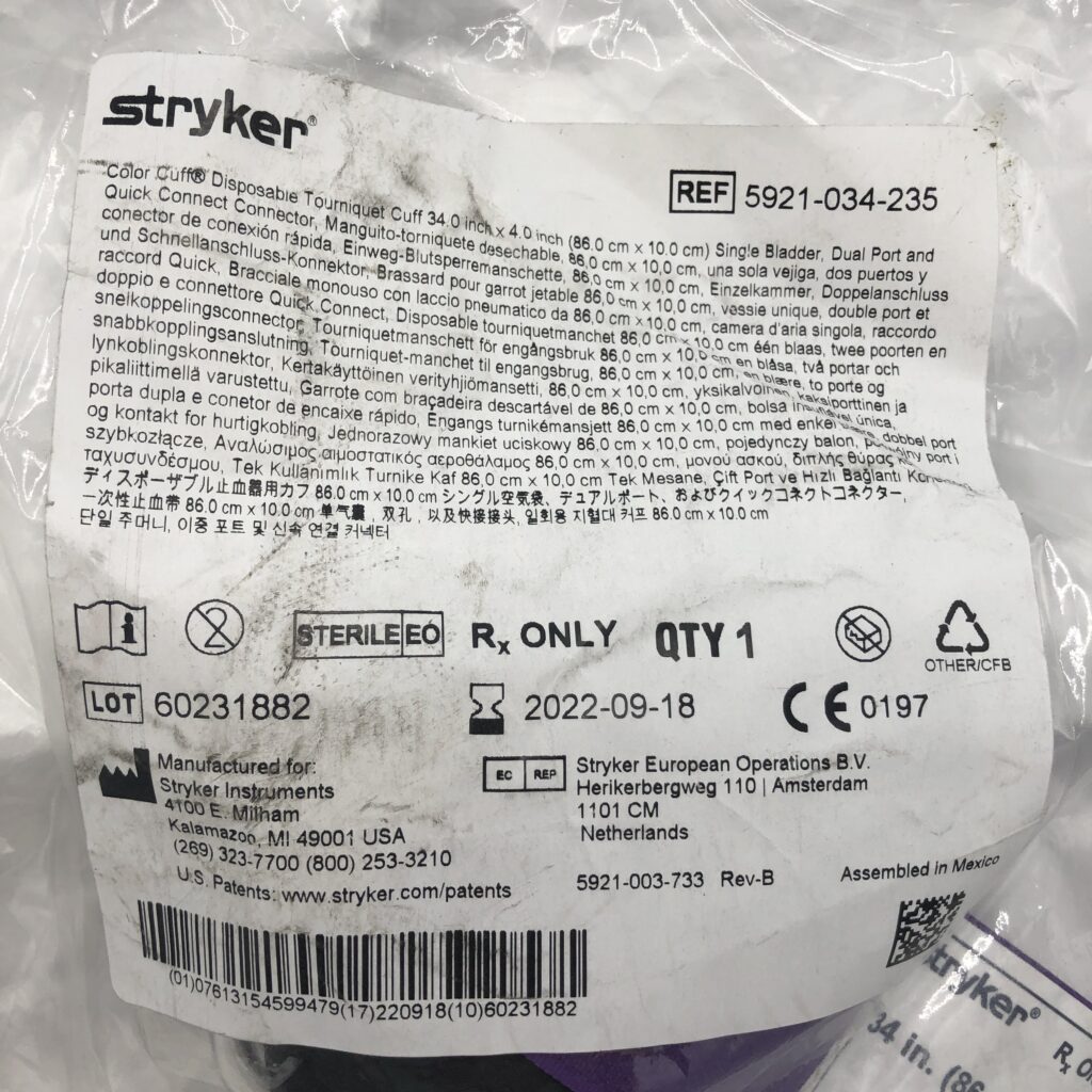 STRYKER 5921034235 Color Cuff Disposable Tourniquet Cuff, Single