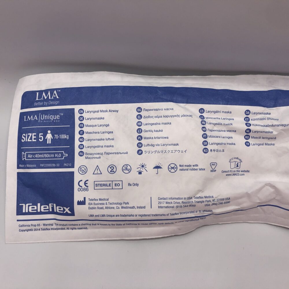 TeleFlex 125050 LMA Laryngeal Mask Airway 5 (x) GB TECH USA