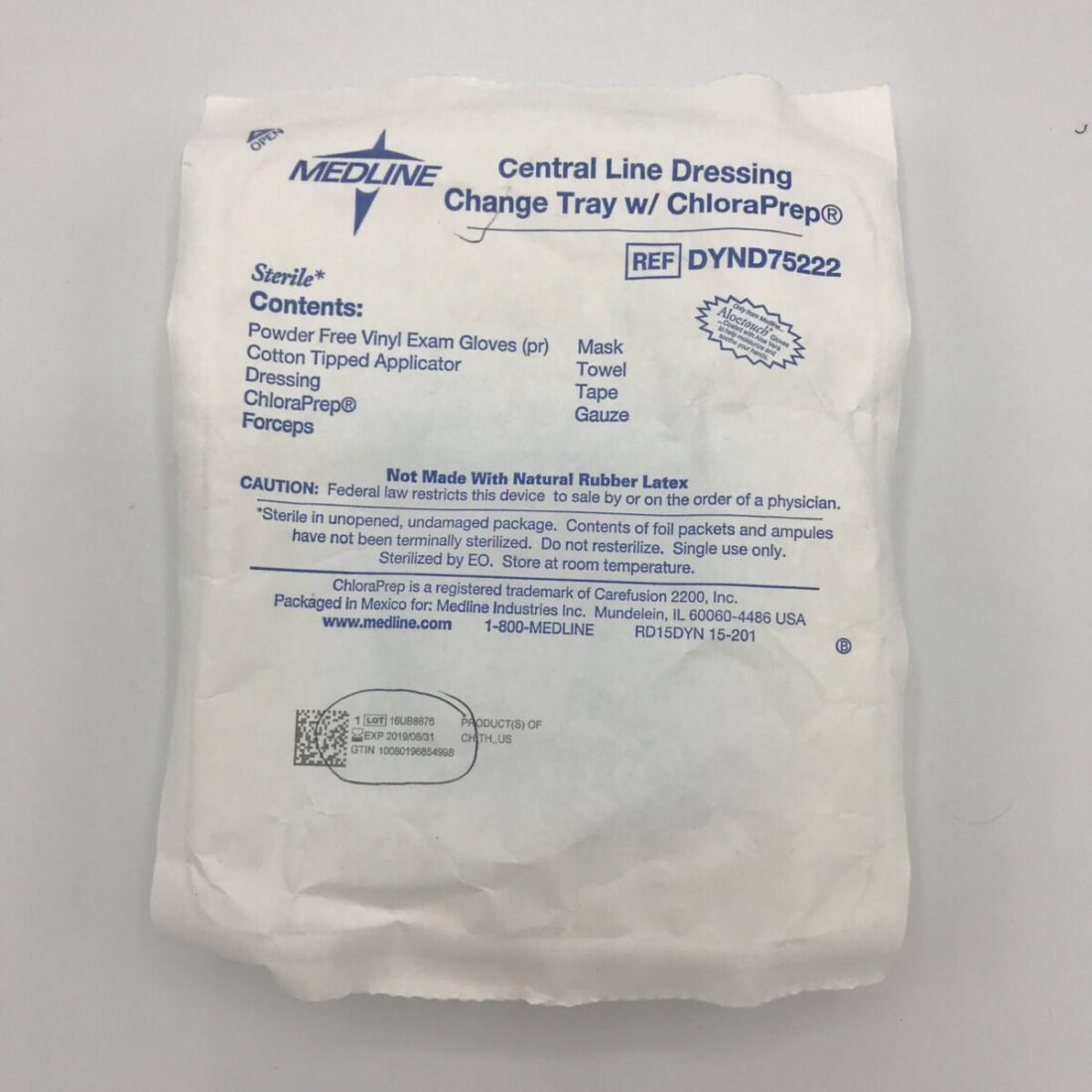 Medline DYND75222 Central Line Dressing, Change Tray w/ ChloraPrep (x