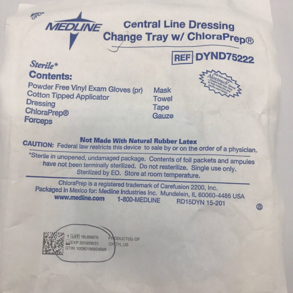 Medline DYND75222 Central Line Dressing, Change Tray w/ ChloraPrep (x