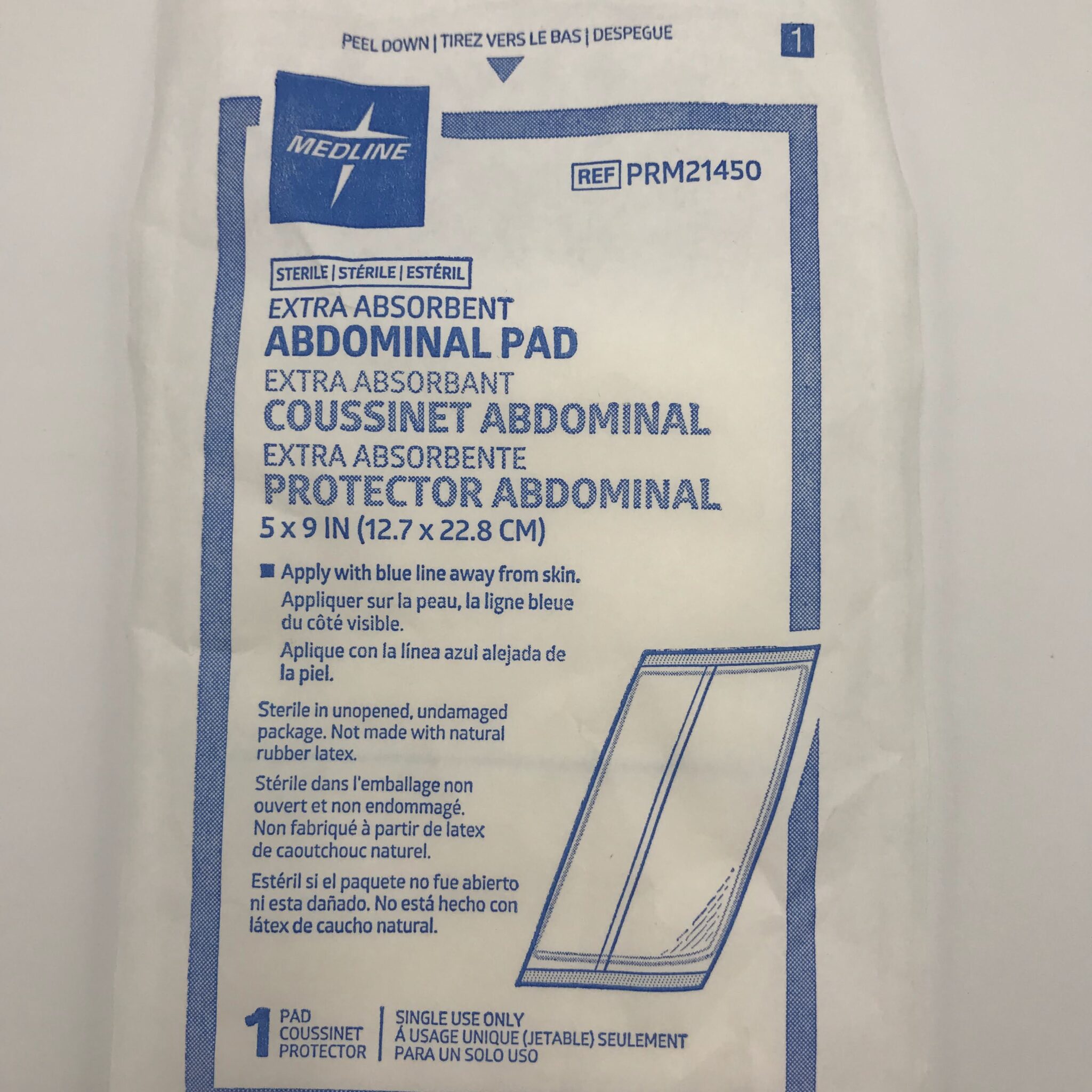 Medline PRM21450 Extra Absorbent Abdominal Pad, 5″ x 9″ (12.7×22.8cm) GB TECH USA