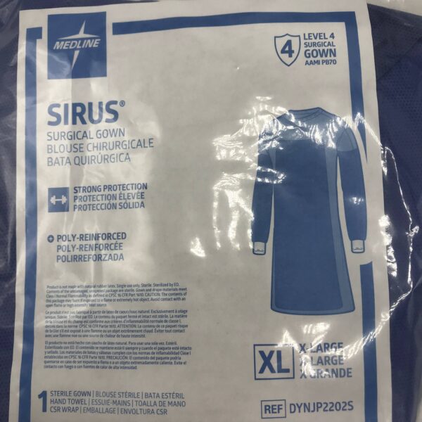 Medline DYNJP2202S Sirus Surgical Gown XLarge AAMI PB70 Level 4 GB