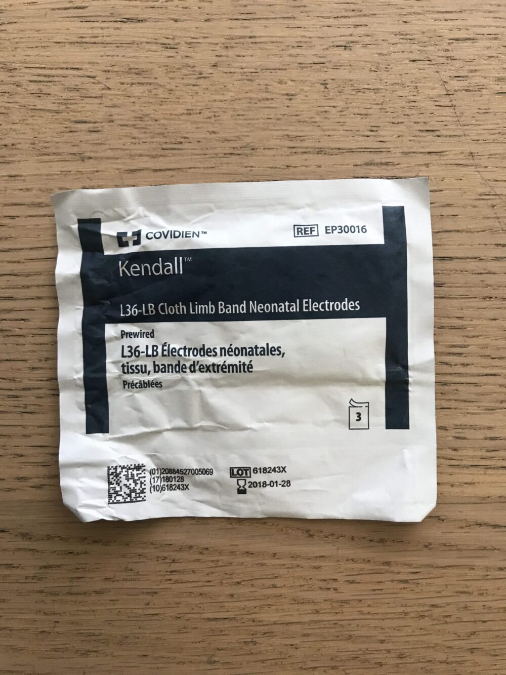 COVIDIEN EP30016 Kendall L36LB Cloth Limb Band Neonatal Electrodes (3