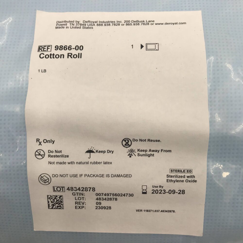 DeRoyal 986600 Cotton Roll GB TECH USA