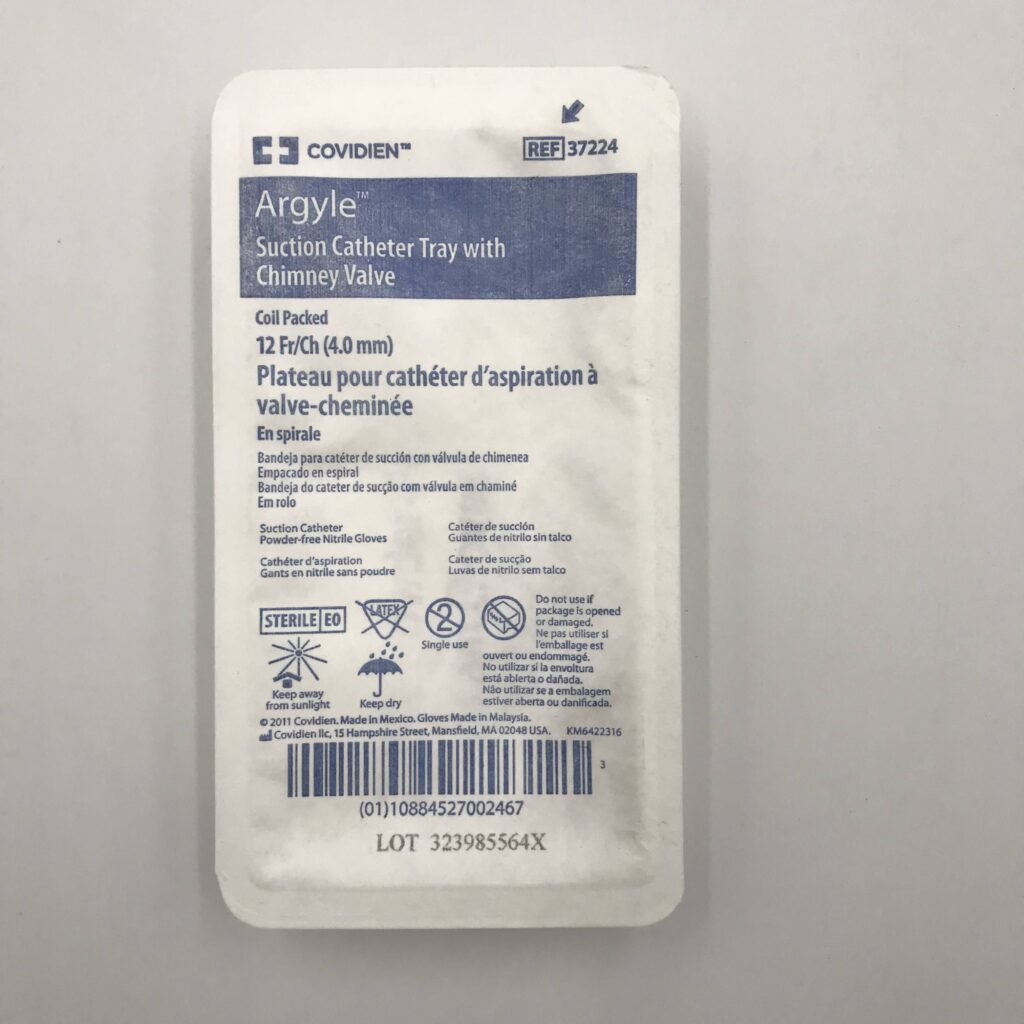 Covidien 37224 Argyle Suction Catheter Tray W/ Chimney Valve, 12Fr GB