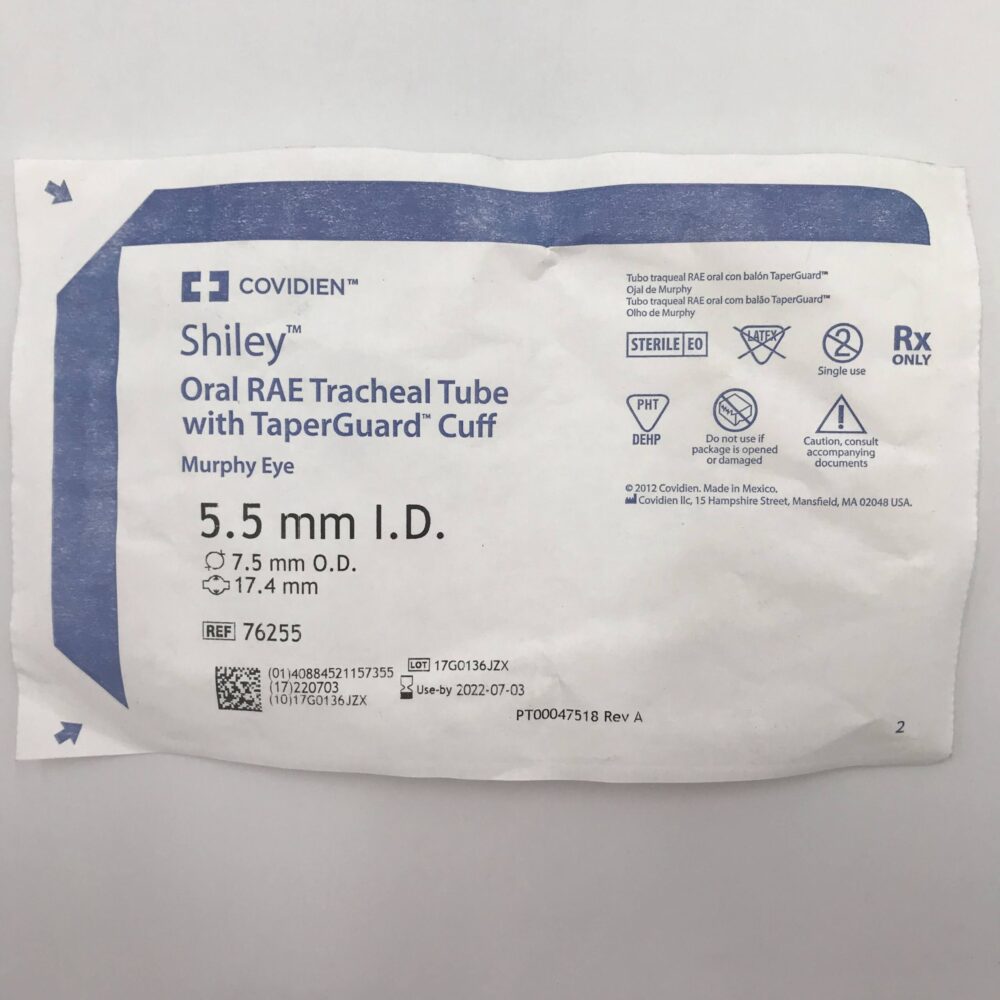 Covidien 76255 Shiley Oral RAE Tracheal Tube W/ TaperGuard Cuff