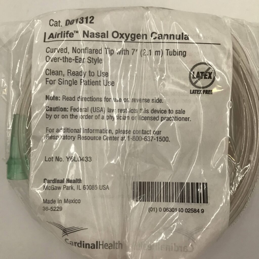 CardinalHealth 001312 AirLife Nasal Oxygen Cannula, 7in Tubing (50/Case