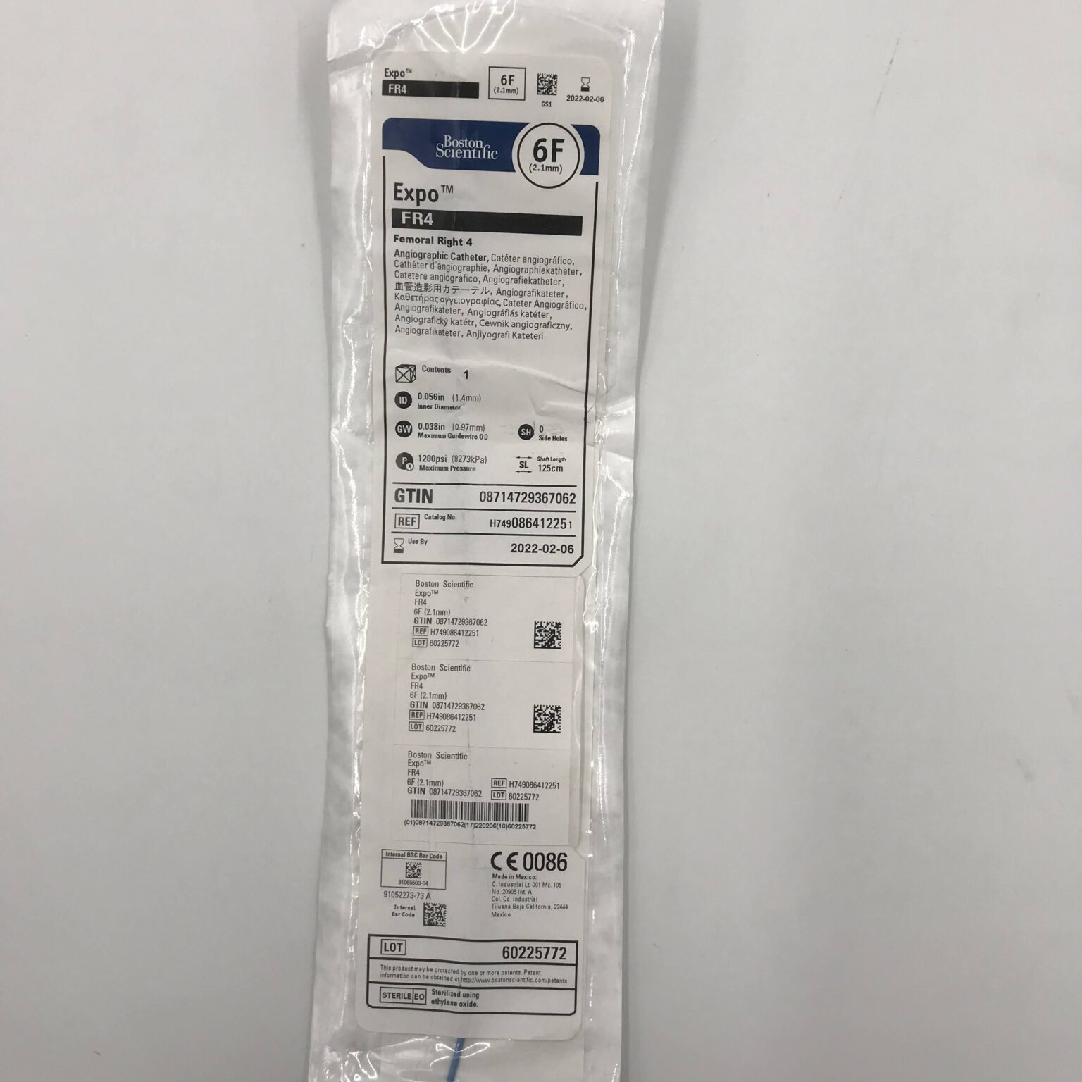 Boston Scientific 08641225 Expo FR4 Femoral Right 4 Angiographic Catheter, 6F (x) GB TECH USA