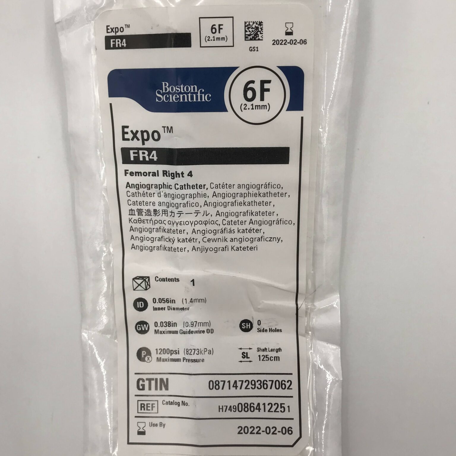 Boston Scientific 08641225 Expo FR4 Femoral Right 4 Angiographic Catheter, 6F (x) GB TECH USA