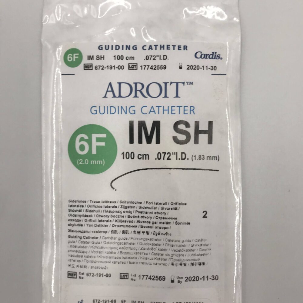 Cordis 67219100 IM SH Adroit Guiding Catheter, Side Holes, 6F (x