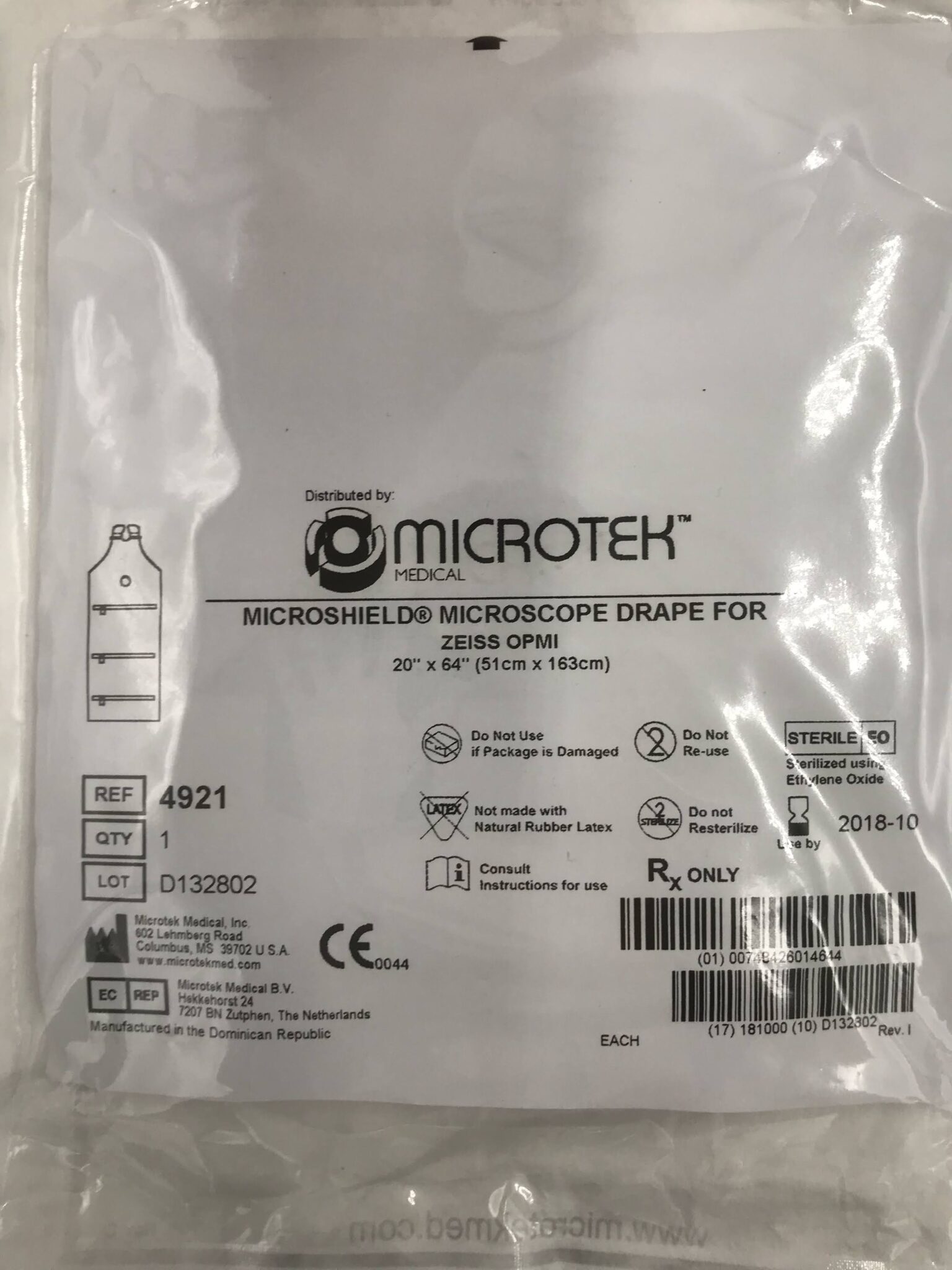 Microtek Medical 4921 Microshield Microscope Drape For Zeiss OPMI