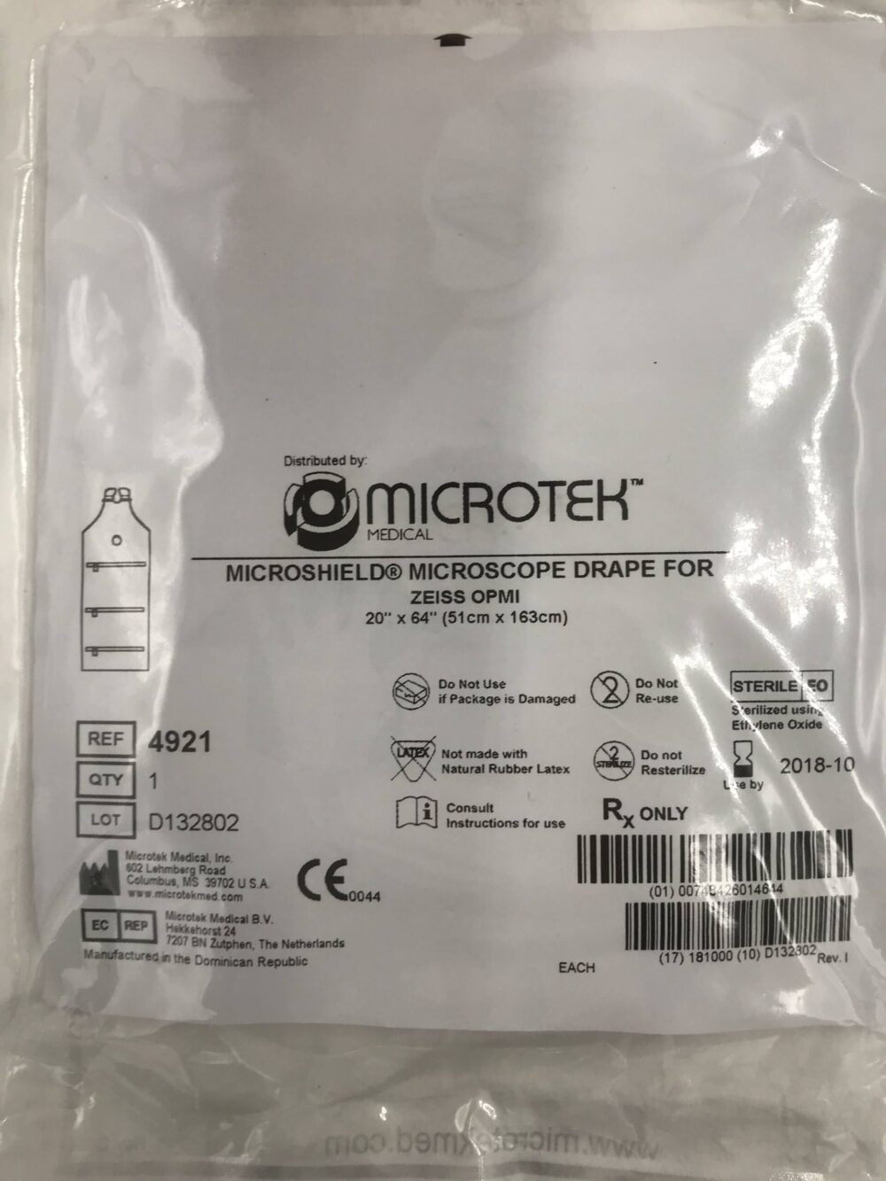 Microtek Medical 4921 Microshield Microscope Drape For Zeiss OPMI