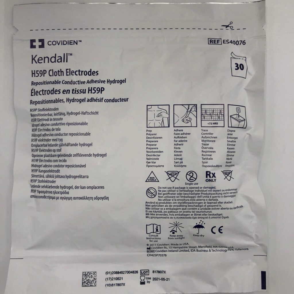 Covidien ES40076 Kendall H59P Cloth Electrodes (450/Case) GB TECH USA