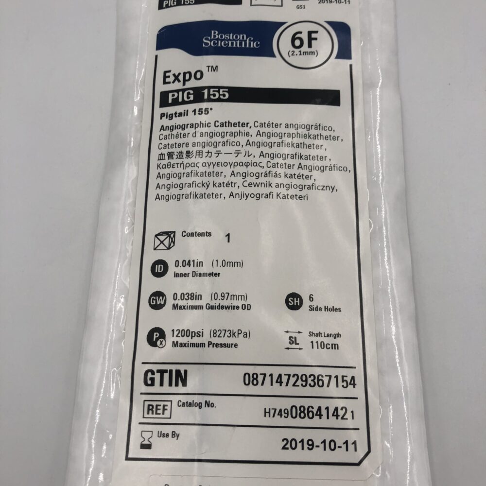 BOSTON SCIENTIFIC 0864142 6F Expo Pig 155 Pigtail 155° Angiographic