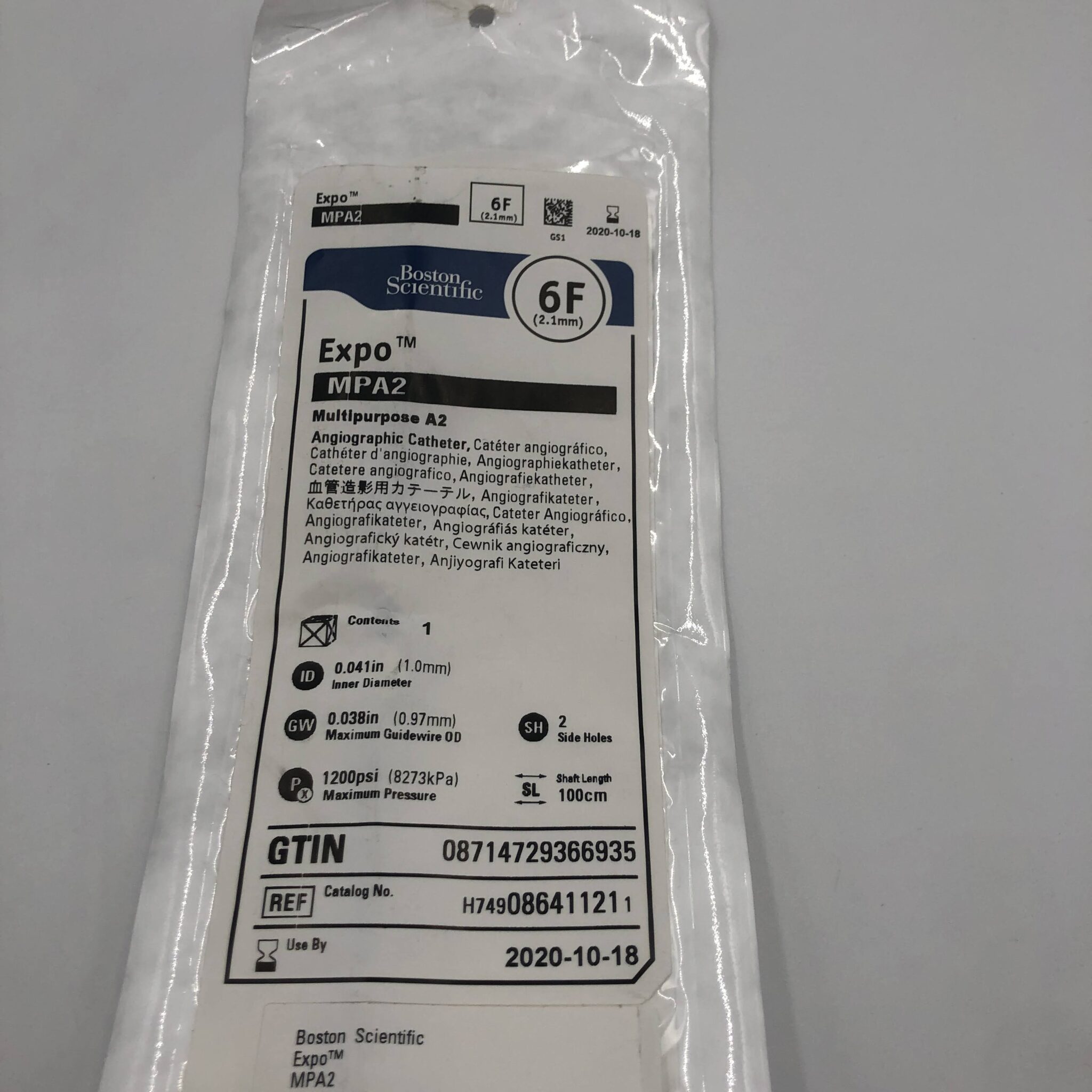 BOSTON SCIENTIFIC 08641121 6F Expo MPA2 Multipurpose A2 Angiographic