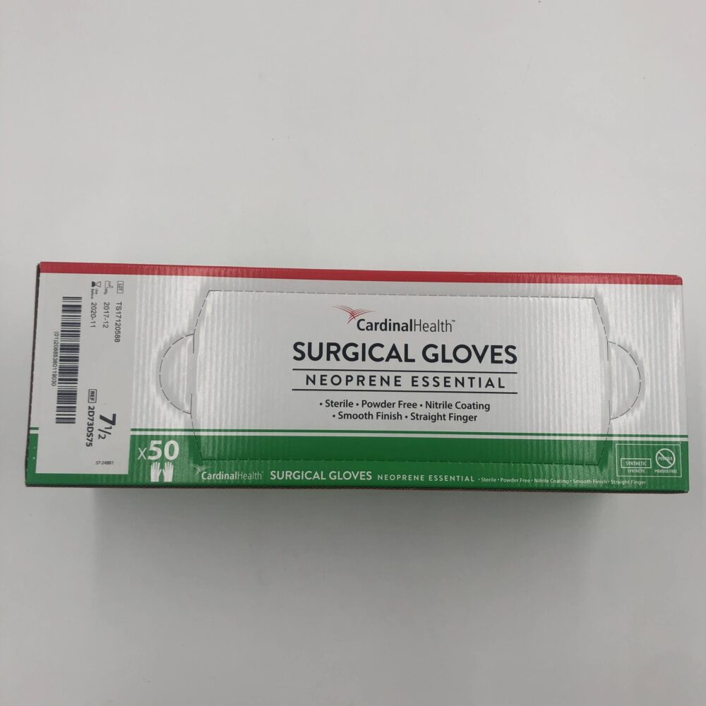 CARDINAL 2D73DS75 Neoprene Essential Surgical Gloves, Size 7.5 (50Pairs/Bx) (X) GB TECH USA