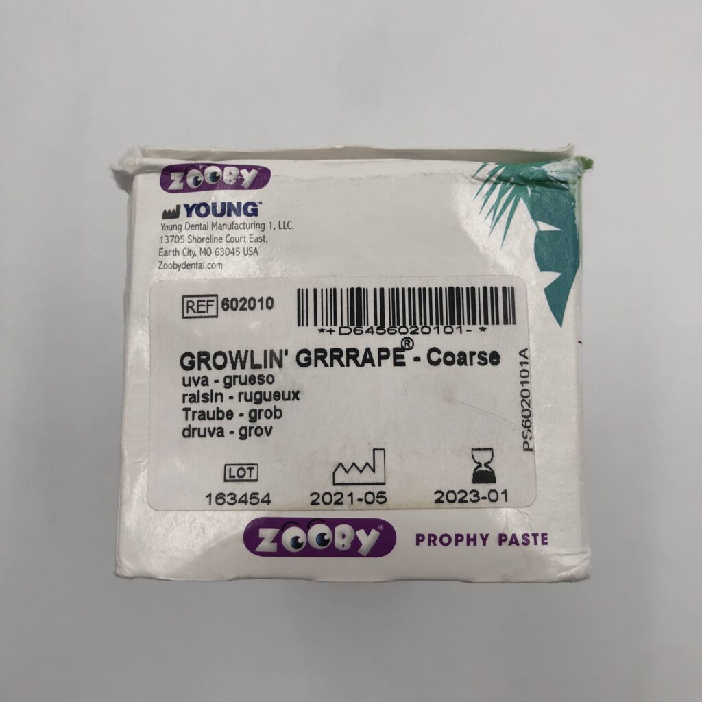 ZOOBY 602010 Prophy Paste Growlin GrrrapeCoarse (100/Bx)(X) GB TECH USA