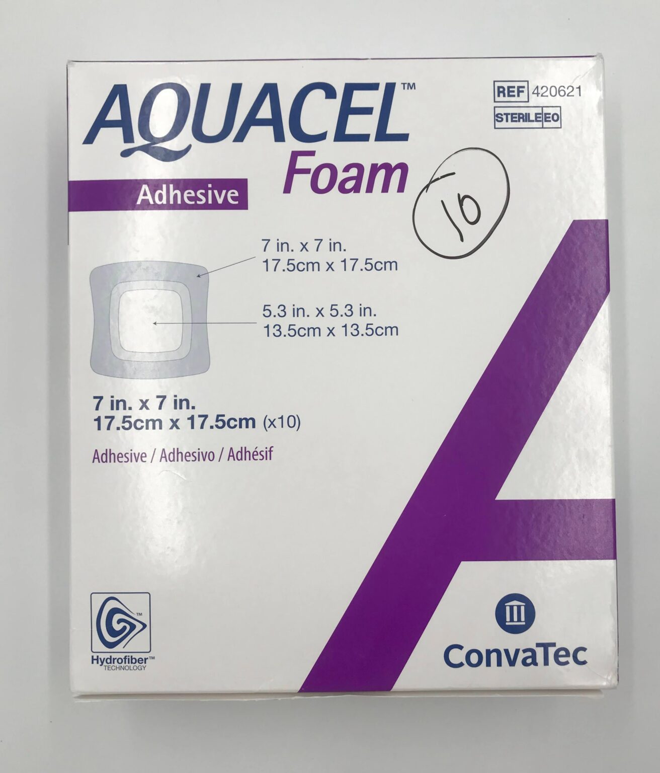 ConvaTec 420621 Aquacel Adhesive Silicone Hydrofiber Foam Dressing 7″ X